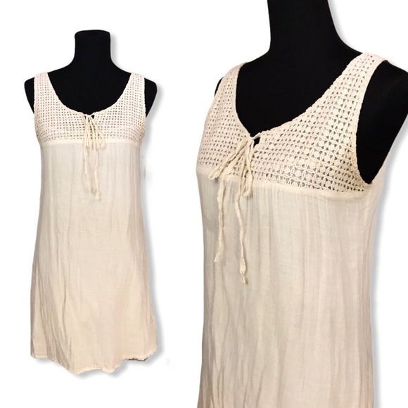 Tulle Anthropologie Crepe Mini Dress Cream Ecru S - Picture 1 of 11